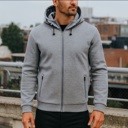 Charcoal Small Men's Heavyweight Sherpa Fleece-Lined Full Zip Classic Tech Hoodie